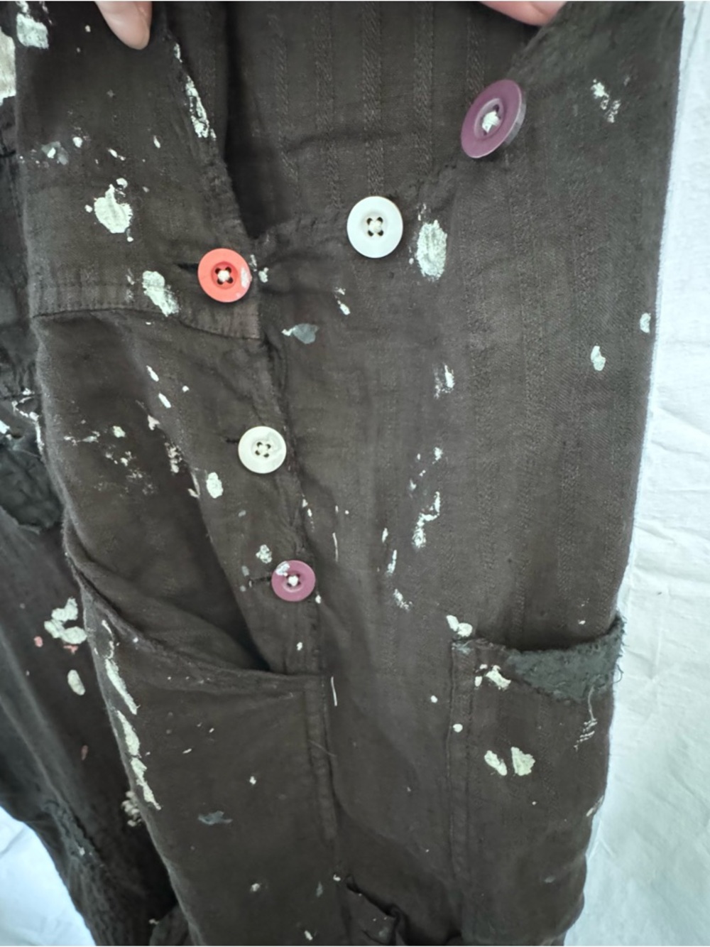 Magnolia Pearl Black Overalls with 'PEACE' Graphic and White Paint Splatter - Picture 10 of 16
